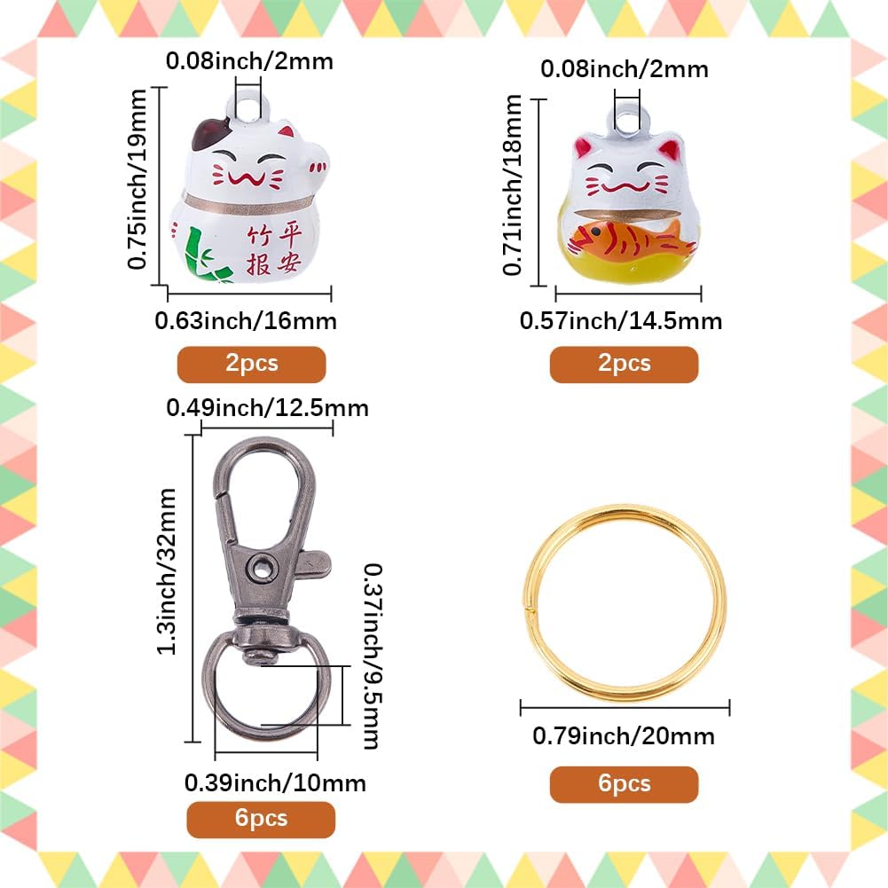 Close up of lucky cat charms and metal hardware for DIY crafts