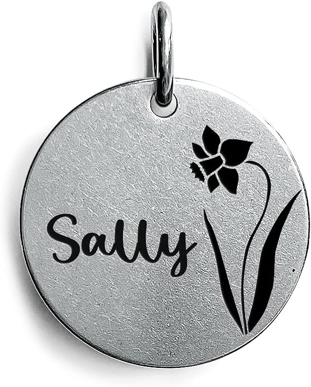 Cats Dogs ID Tags Personalized Engraving Birth Flowers Pattern for Custom Pets Collar Accessories 316L Stainless Steel Small Round Name Plate - Image 10