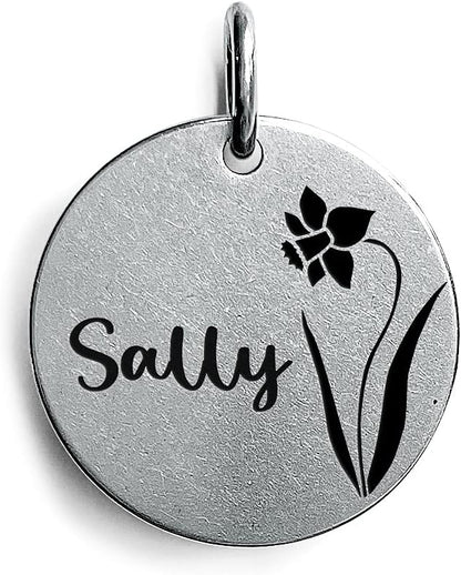 Cats Dogs ID Tags Personalized Engraving Birth Flowers Pattern for Custom Pets Collar Accessories 316L Stainless Steel Small Round Name Plate - Image 10