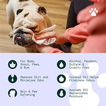 Alo daily pet grooming wipes pack showing secure spill proof lid design