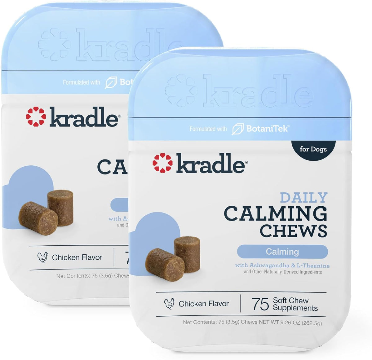 Kradle Calming Chews for Dogs -Vet Formulated with L-Theanine, Ashwagandha and GABA for Managing Normal Stress and Promoting Relaxation - Chicken Flavored Calming Supplement - 75 Soft Chews - Image 10