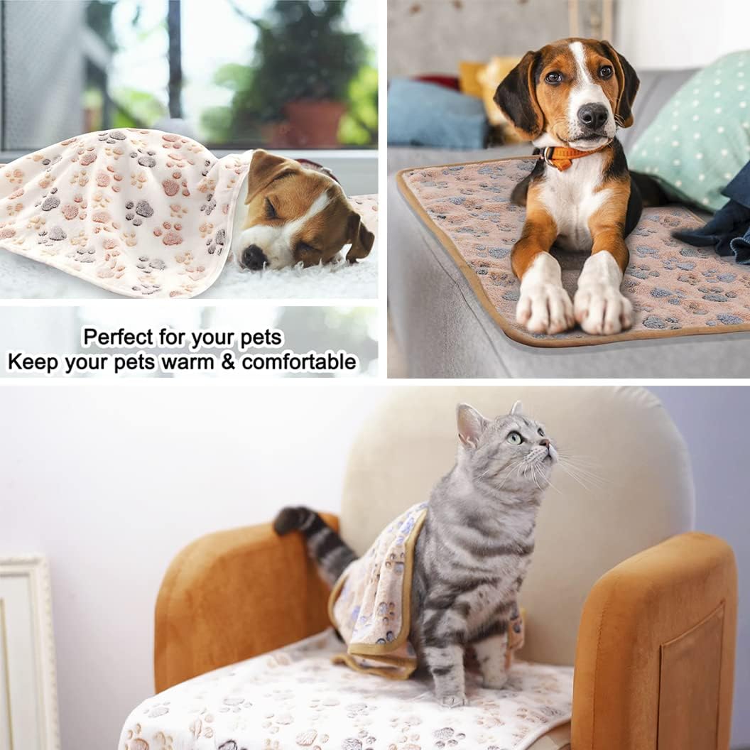 Cozy fleece puppy throw spread out over a couch to protect furniture from shedding fur.