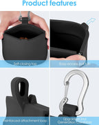 Silicone pet treat bag demonstrating one-handed access usage