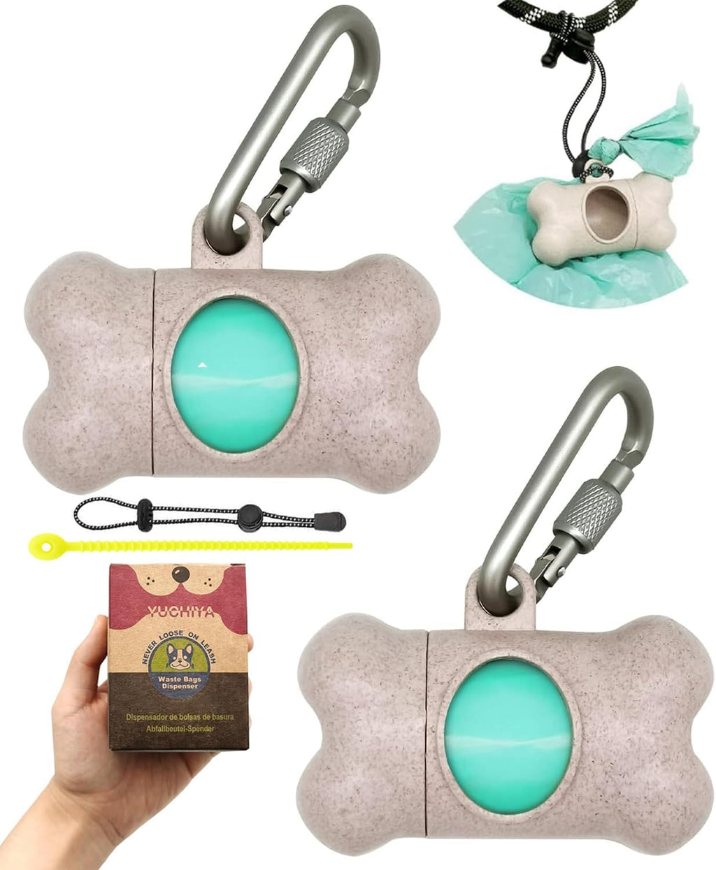 Dog Poop Pickup Bags Holder Dispenser with 1 Roll Random Color Leak-proof Scented Doggy Waste Bags and Carabiner with Safety Lock Plus Hook and Loop Fastener Never Loose on Leash Lead Again (Pink) - Image 9