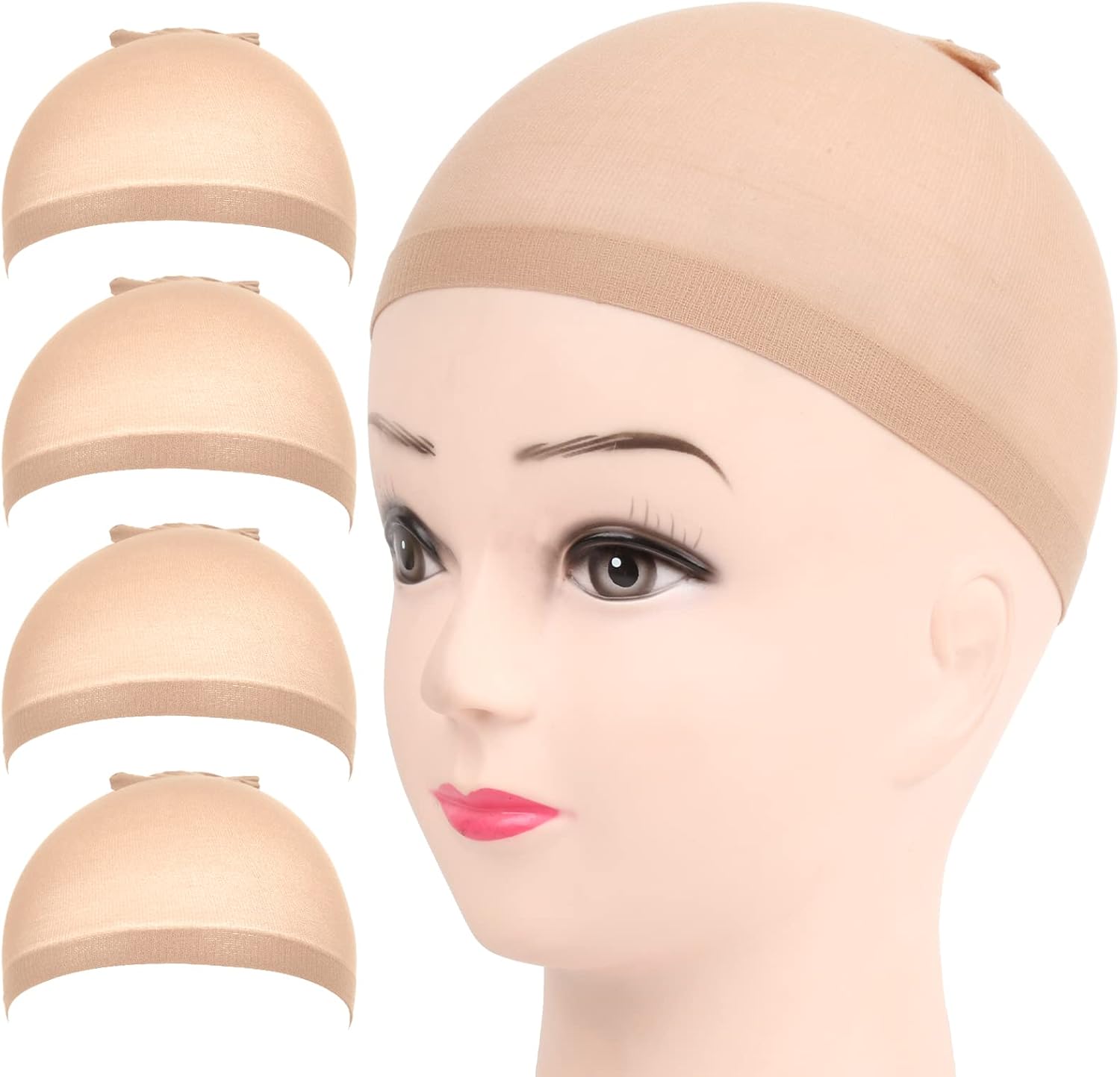 Baerfit Fandamei 4 piece nude nylon wig cap set front view