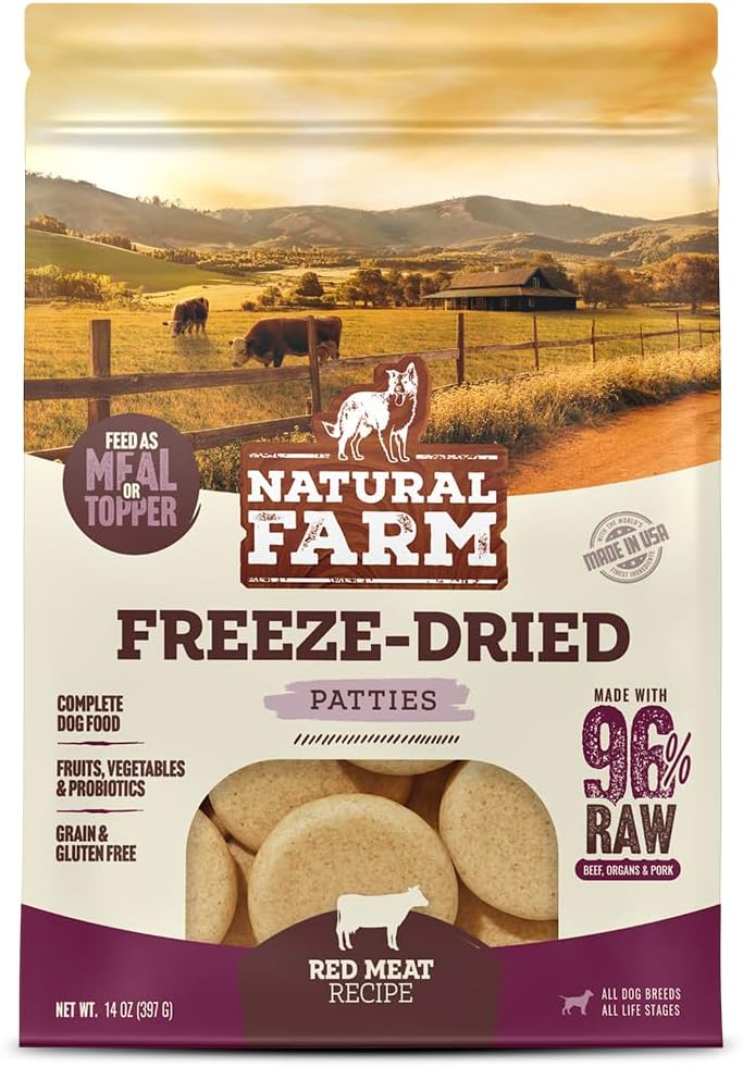 Natural Farm Freeze-Dried Chicken Patties for Dogs - 96% Raw Chicken & Organs, Complete Meal or Food Topper, Grain-Free, Gluten-Free, Probiotics for Digestion, All Life Stages - 14oz Bag - Image 15