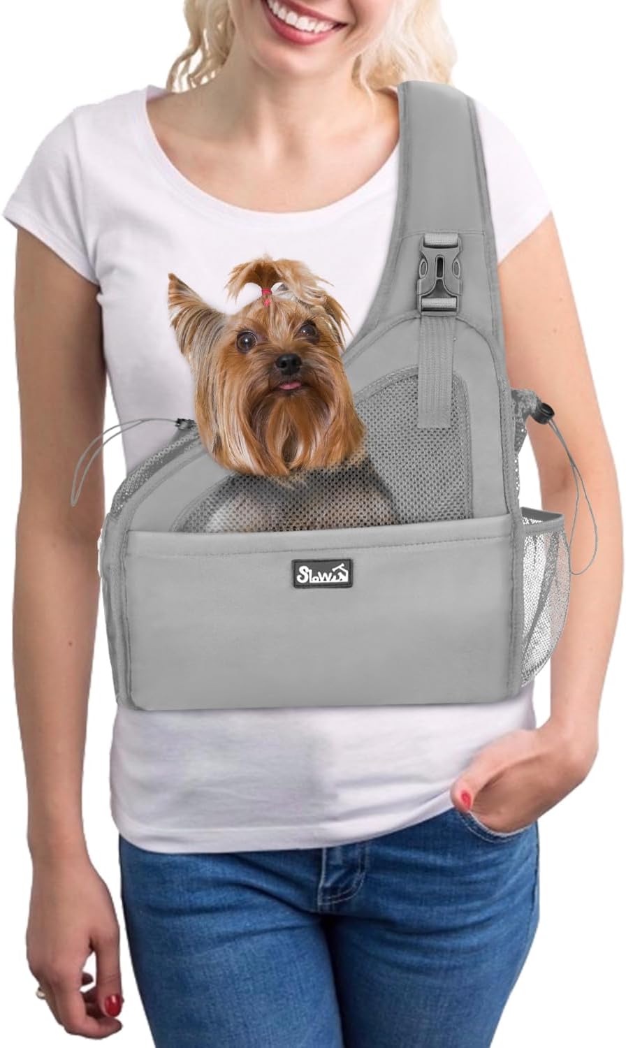 SlowTon dog sling carrier side profile view