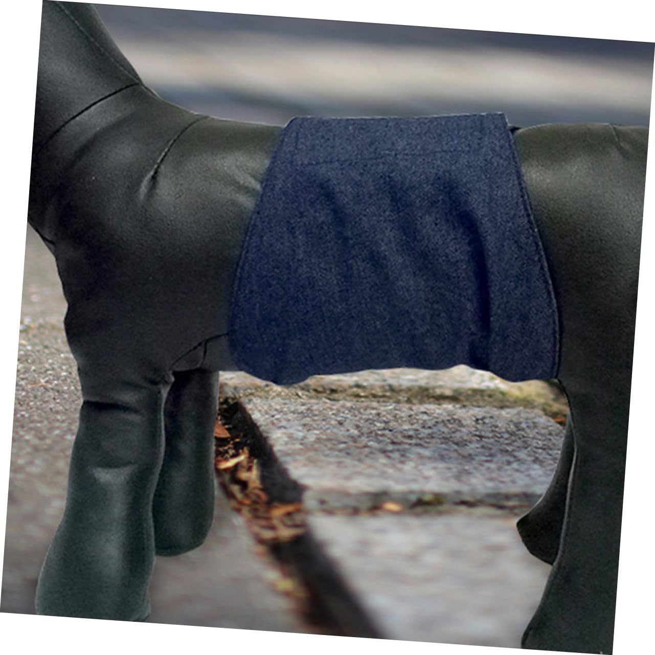 Durable denim dog wrap showing breathable inner cloth material