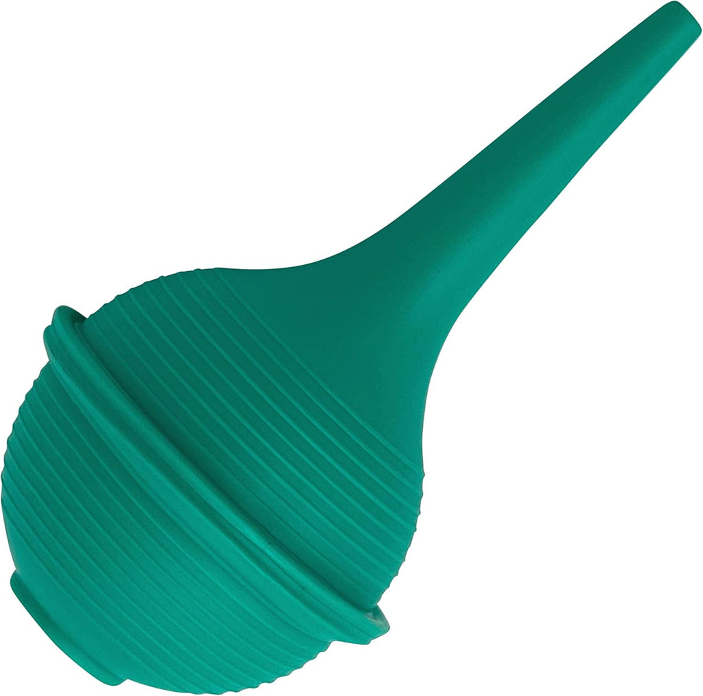 ResOne sterile rubber bulb syringe front view green one ounce