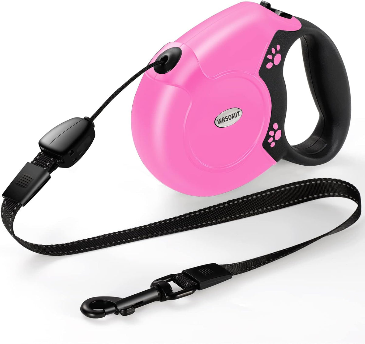 Wrsomit 26ft retractable dog leash in pink front view