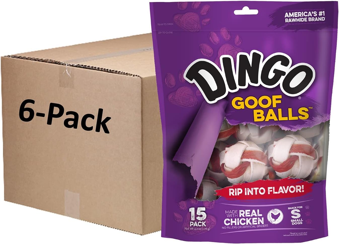 Dingo Goof Balls 15 Count, Premium Rawhide Treats For Small Dogs, Made With Real Chicken 15-Count - Image 10