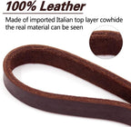 LWBMG imported leather dog leash showing the comfortable soft grip handle.