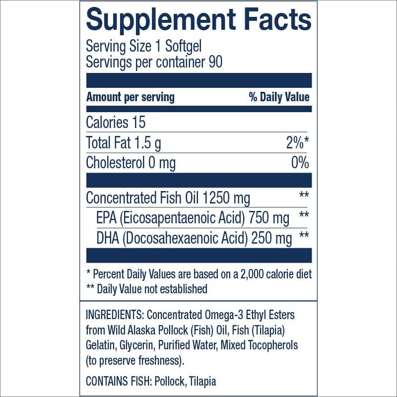 Wileys Finest Triple Strength Peak EPA nutrition facts and supplement panel details