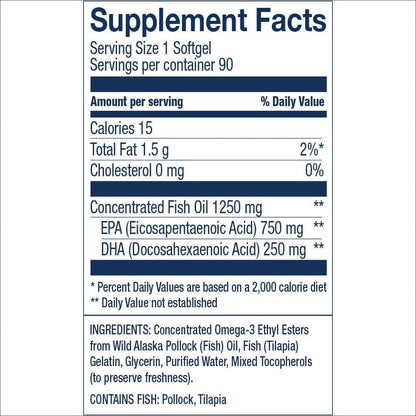 Wileys Finest Triple Strength Peak EPA nutrition facts and supplement panel details