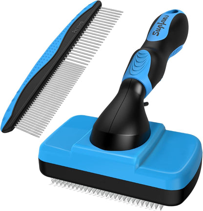 2PCS Self Cleaning Slicker Brush & Dog Comb - Skin Friendly Deshedding Grooming Tool for Dogs, Cats and Small Animals, Professional Deshedding Dematting Tool for Long and Short Haired Pets (Blue) - Image 11