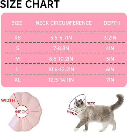 Touchdog pink waterproof Elizabethan collar for cats adjustable neck protection.