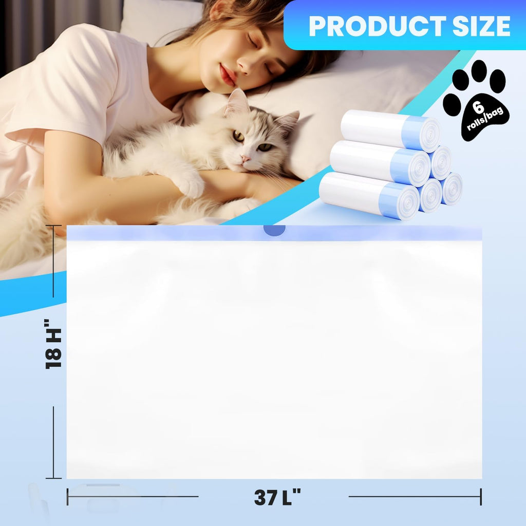 Heavy duty drawstring cat litter liners being pulled tightly to secure feline waste