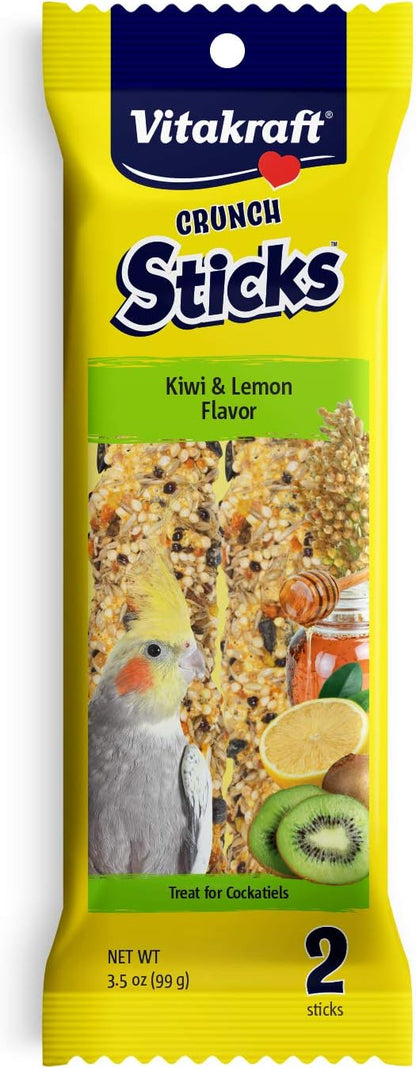 Vitakraft Crunch Sticks Cockatiel Treats Golden Honey Flavor - Triple-Baked Snack with Vitamins A D3 E Riboflavin and B12 - Natural Wood Chew Center and Cage Clip Holder - Engaging 2 Stick Pack - Image 13