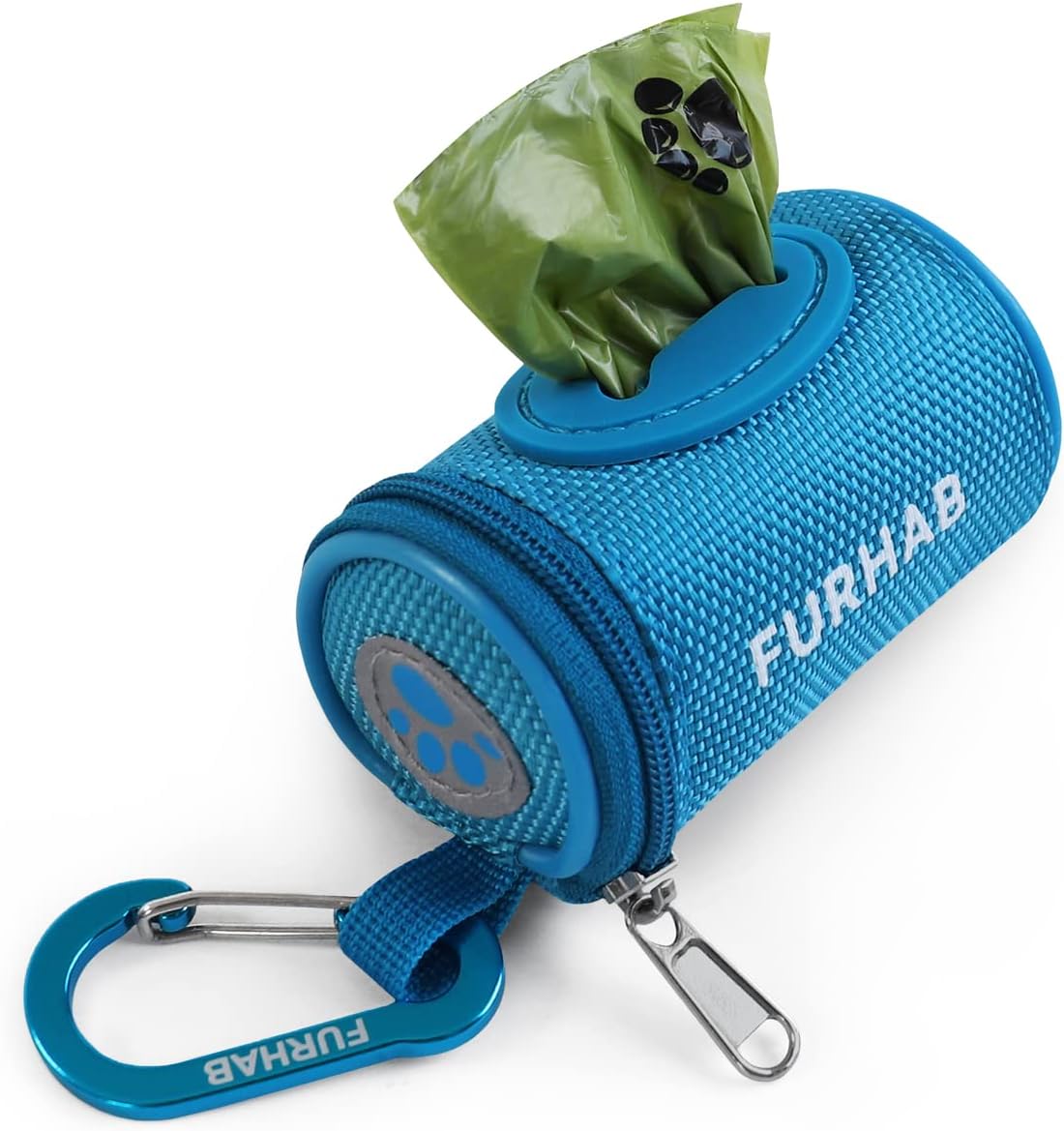 FURHAB Dog Poop Bag Holder for Leash Doggie Waste Bag Dispenser Soft Fabric Puppy Potty Carrier Small Doggy Zipper Pouch with Carabiner Clip with 1 Roll of Pet Trash Bags, Black - Image 9