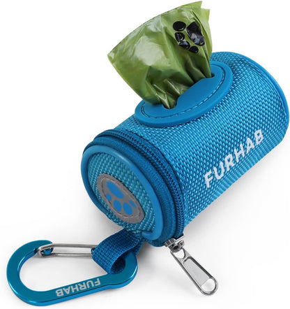 FURHAB Dog Poop Bag Holder for Leash Doggie Waste Bag Dispenser Soft Fabric Puppy Potty Carrier Small Doggy Zipper Pouch with Carabiner Clip with 1 Roll of Pet Trash Bags, Black - Image 9