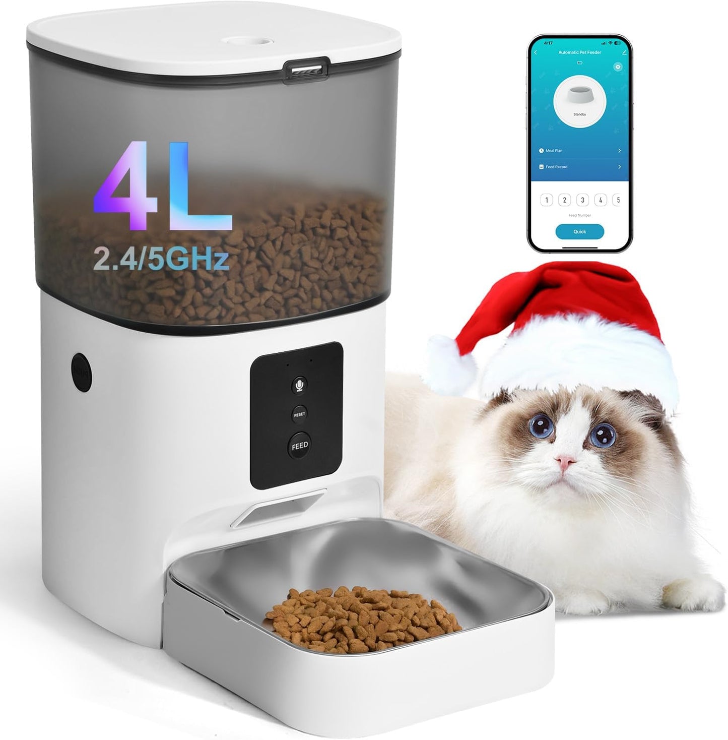 Andoll Home automatic cat feeder matte white front view