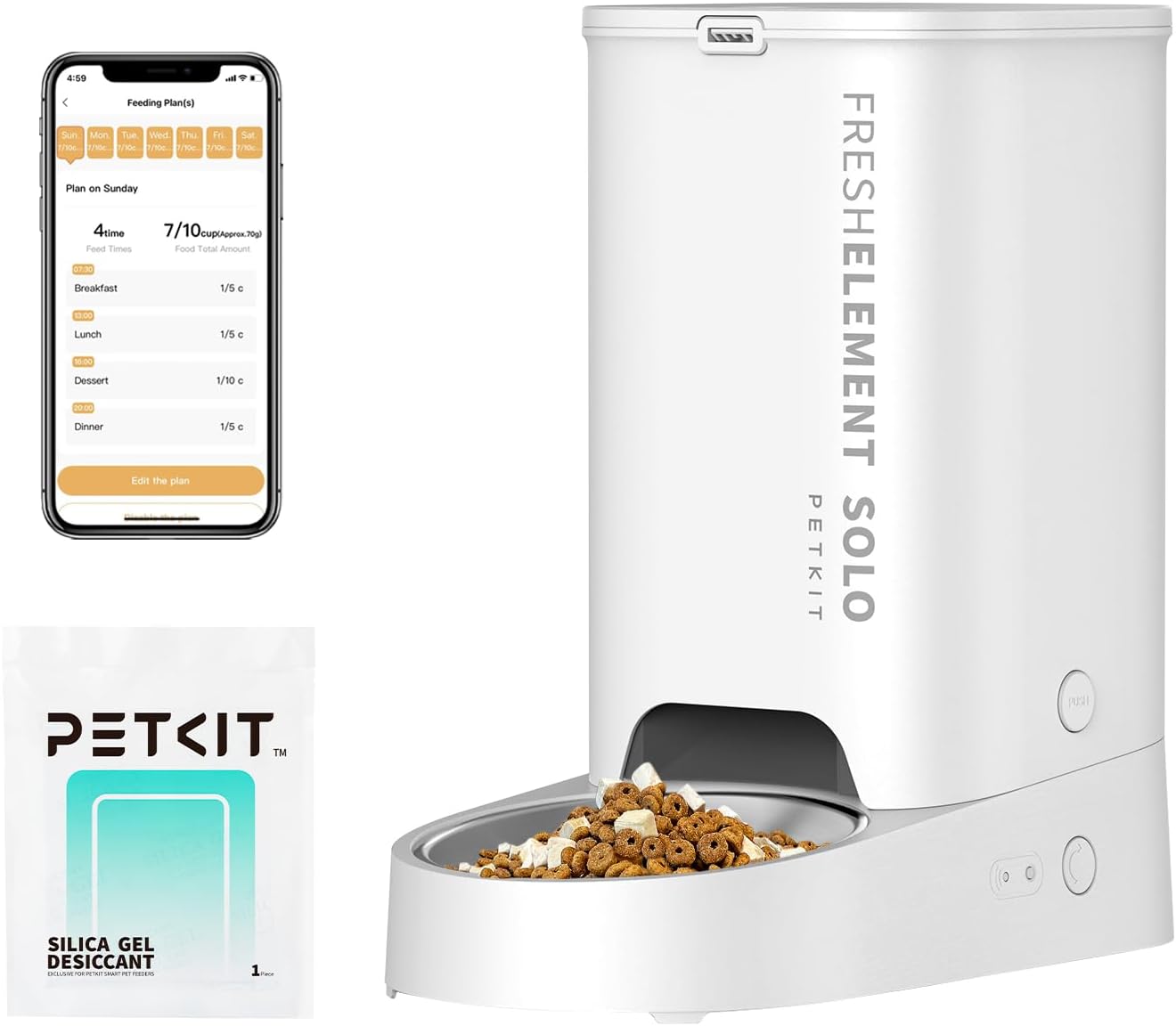PETKIT automatic cat feeder front view showcasing the smart white minimalist design