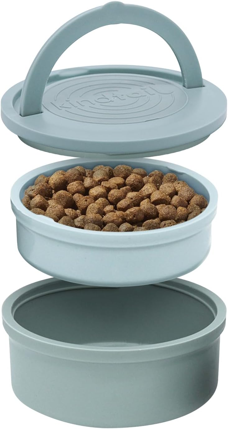 KindTail Dog Travel Bowls - Set of 2 Portable Pet Food & Water Dishes with Lid & Handle - Each Nesting Container Includes a Non-Slip Silicone Base - Microwave & Dishwasher Safe - BPA & Toxin-Free - Image 10