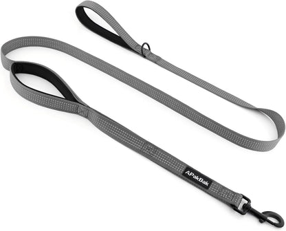 Double Handle Dog Leash 6 FT Reflective 2 Handle Traffic Lead with Padded Grip, Heavy Duty Nylon Leash for Walking Training, for Small Medium Large Dogs, Black - Image 10