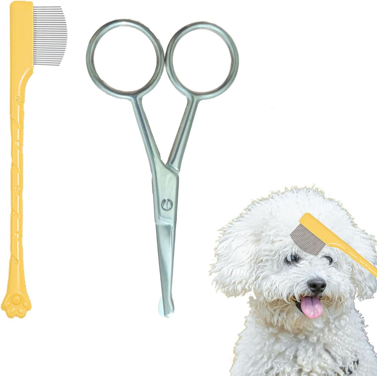 JGocot Pets First tear stain remover comb and scissors set front view