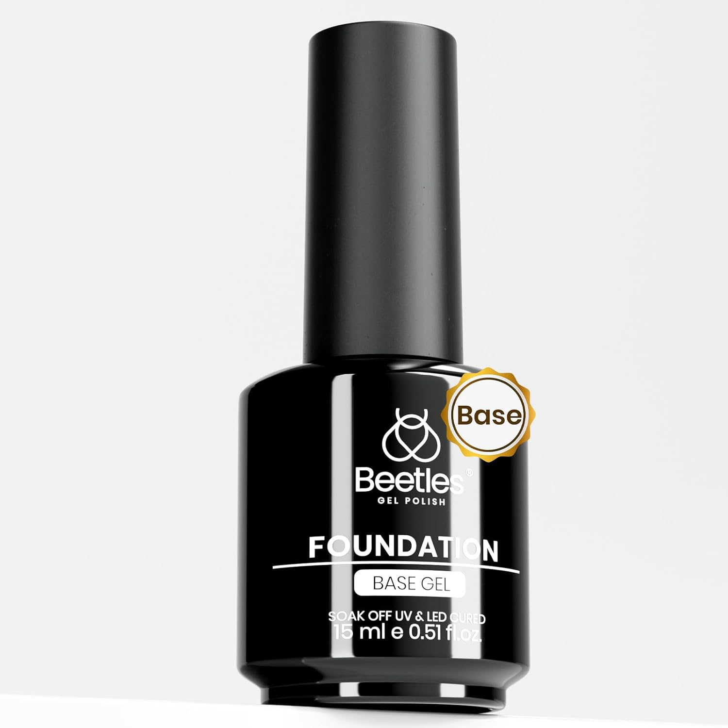 Beetles Gel Polish Base Coat 15ml bottle front view for professional nail adhesion