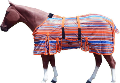 Hilason Horse Fly Sheet front view on a horse in a field.