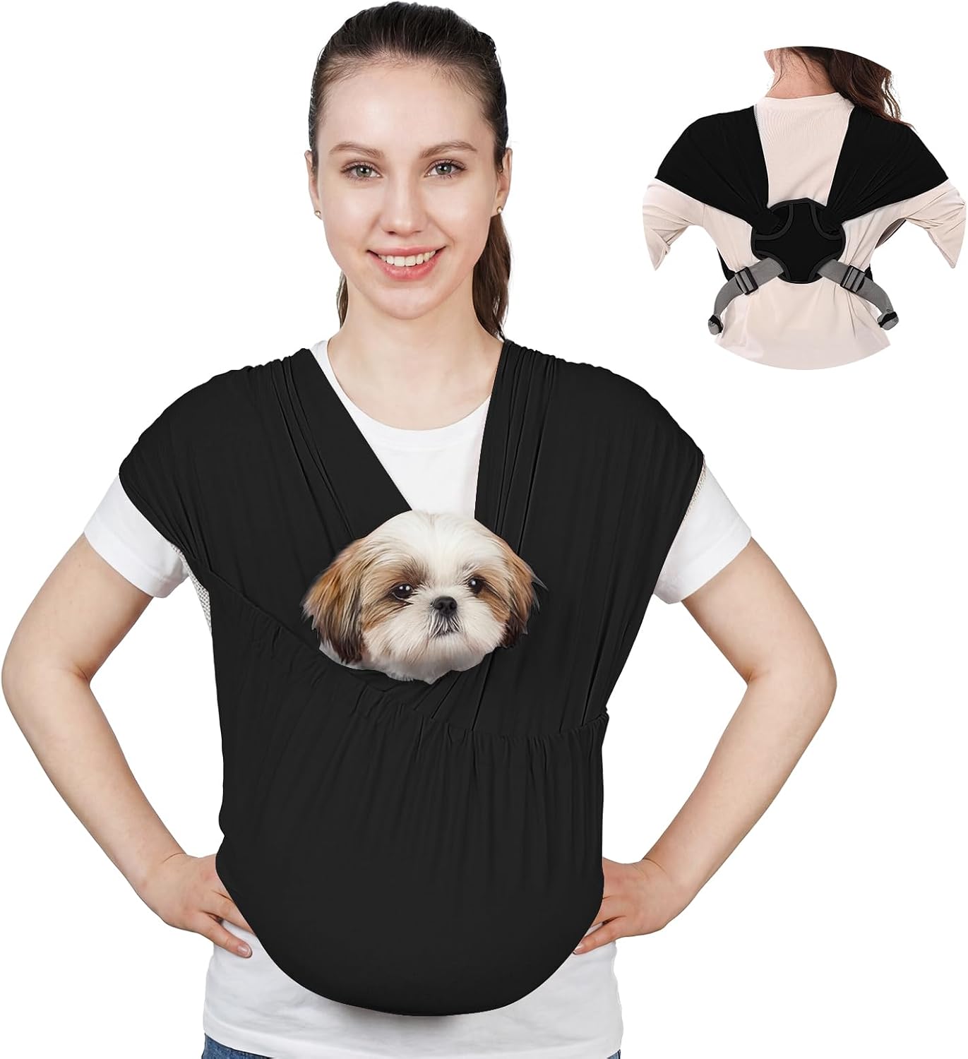 Secure safety hook mechanism inside pet sling pouch
