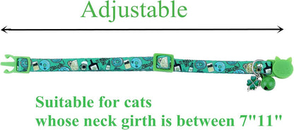 Adjustable breakaway buckle cat collar with festive pattern