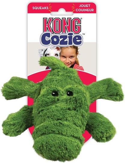 KONG Ali Alligator durable plush dog toy packaging side view