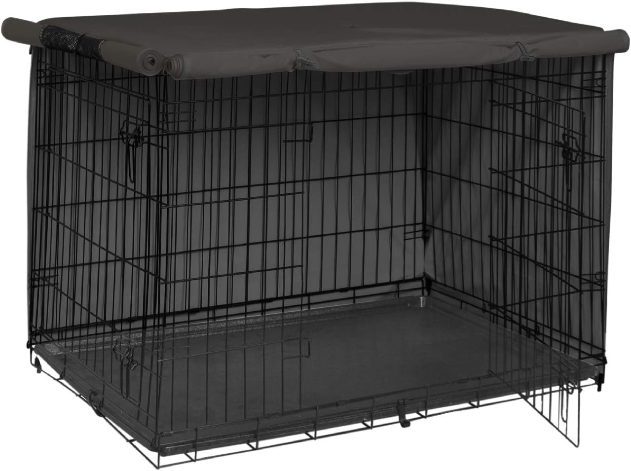 Explore Land Dog Crate Cover Heavy Duty Polyester Pet Kennel Sunshade Universal Fit for 42 inches Wire Cage (Black) - Image 9