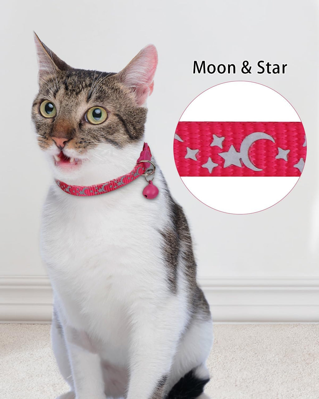 TagME adjustable nylon kitten collar with removable ringing bell and silent slide on identification tag