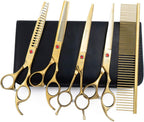 Professional Dog Grooming Scissors Set, 7 Inch/8 Inch Pet Grooming Scissors Chunkers Shears for Dog, Curved Dog Grooming Scissors, Thinning Shears for Dog with Grooming Comb - Image 14