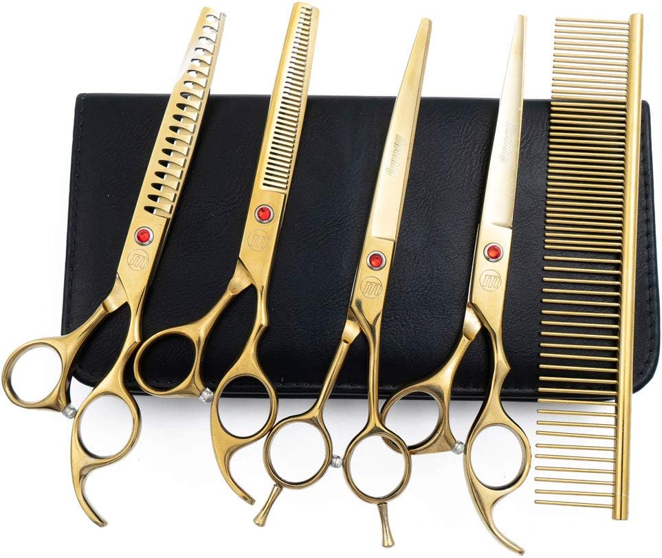 Professional Dog Grooming Scissors Set, 7 Inch/8 Inch Pet Grooming Scissors Chunkers Shears for Dog, Curved Dog Grooming Scissors, Thinning Shears for Dog with Grooming Comb - Image 14