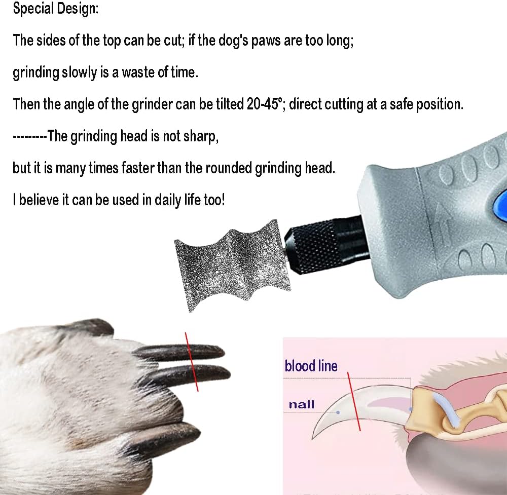 Close up of kitguard pet nail grinder bit diamond texture