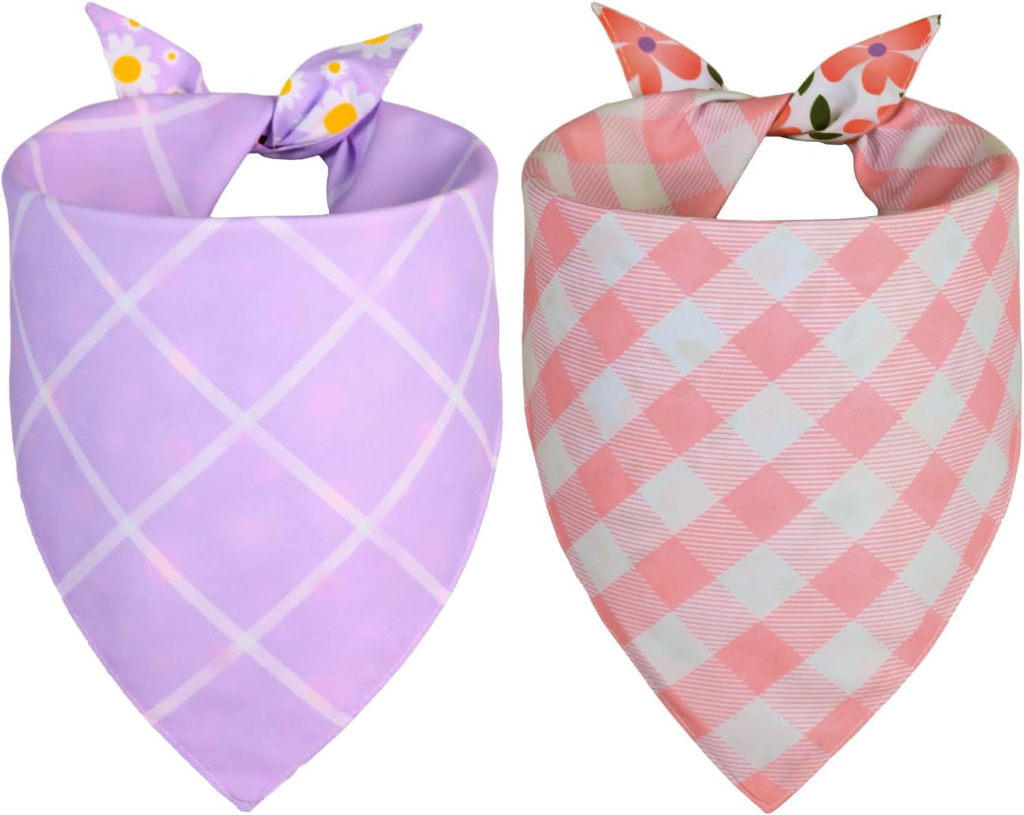Small size Agroon dog bandana set with floral and plaid design