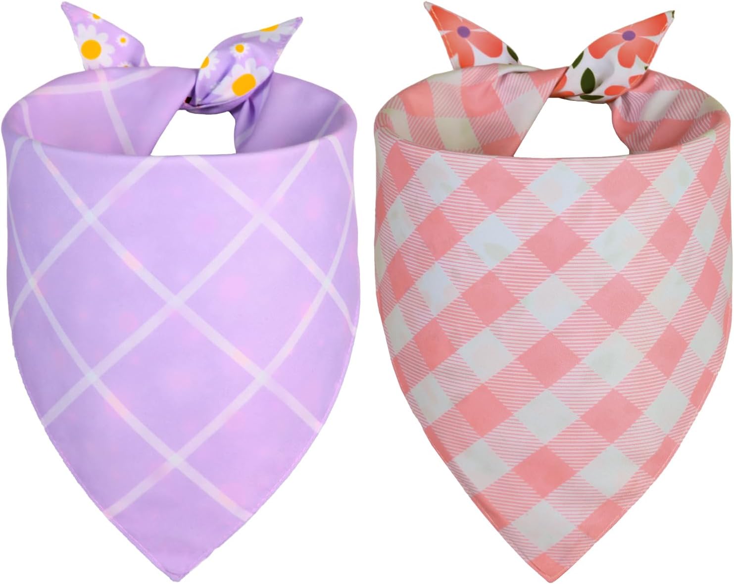 Small size Agroon dog bandana set with floral and plaid design