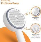 Pink steamy pet grooming brush with water spray mist active