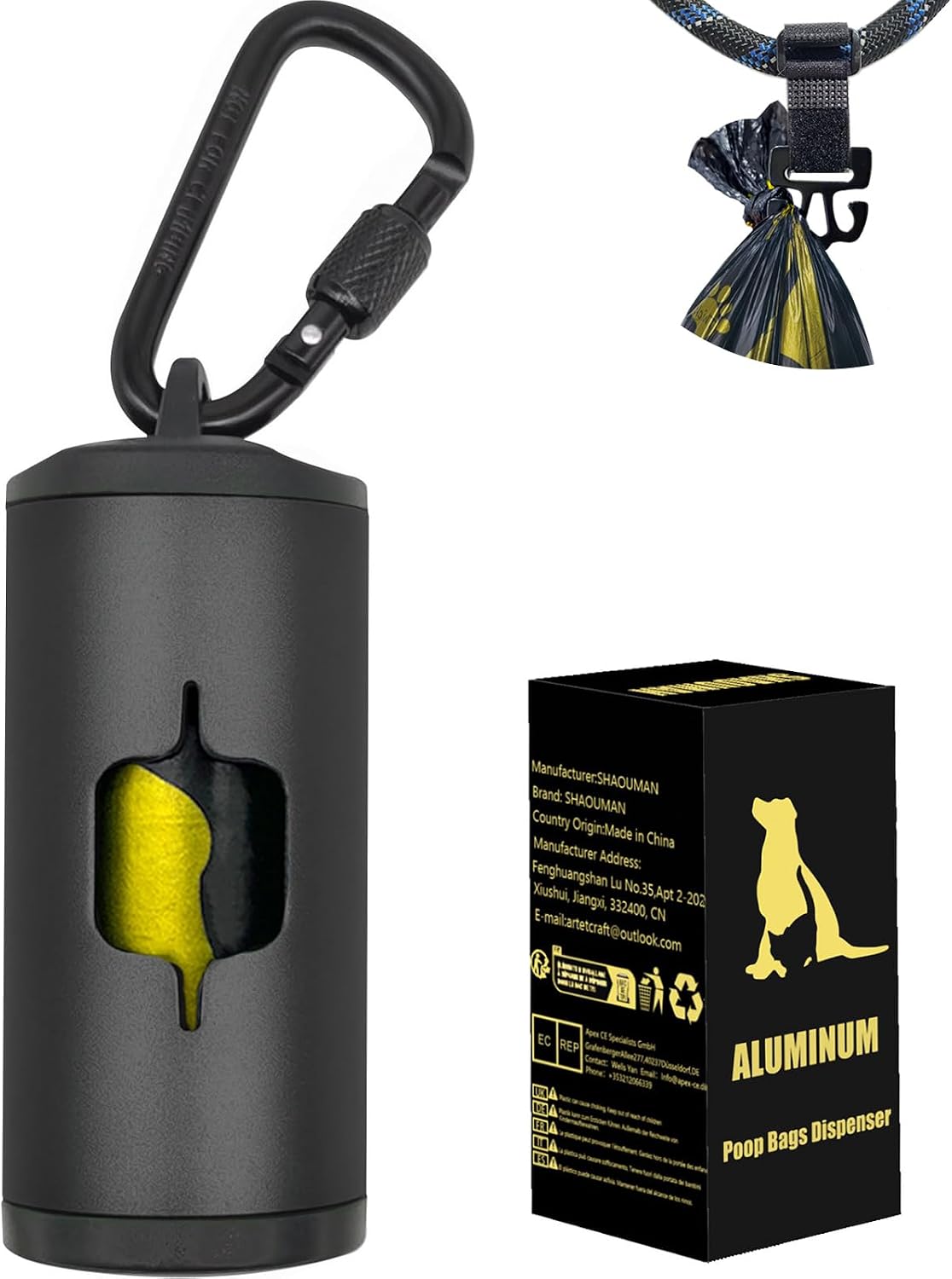 Metal Dog Poop Bag Holder 2-Pack w/Leash Clip|Durable Scratch-Resistant Aluminum|30 Bags+6 AccessoriesBlack - Image 15