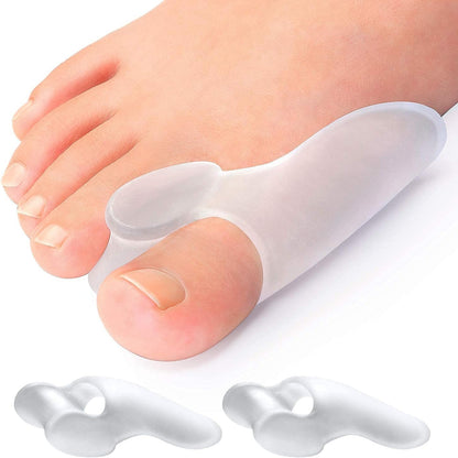 Promifun Bunion Cushion Protector front view showing clear gel shield and toe separator.