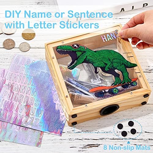 ICOSY personalized name coin bank showcasing applied alphabet stickers on the transparent window
