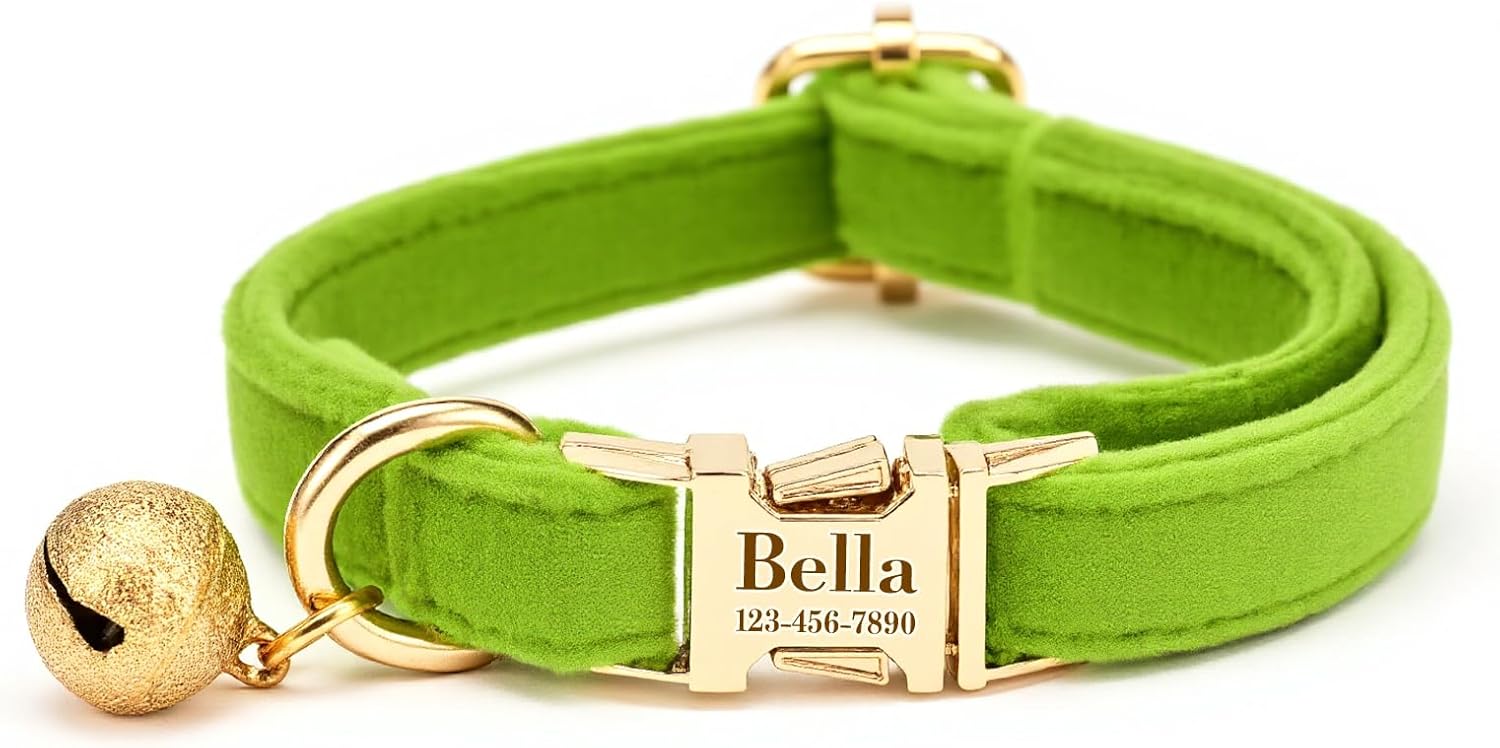 Custom Cat Collar with Bells Personalized Small Cat Collar Engraved Name & Phone Number with Secure Metal Quick-Release Buckle Adjustable (Magenta) - Image 9