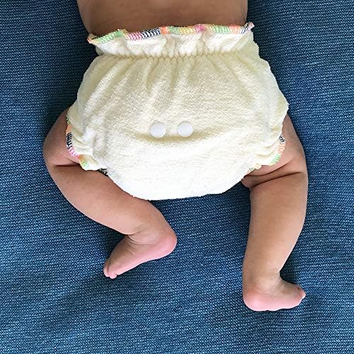 Side view of Ecoable adjustable hemp cloth diaper on a baby