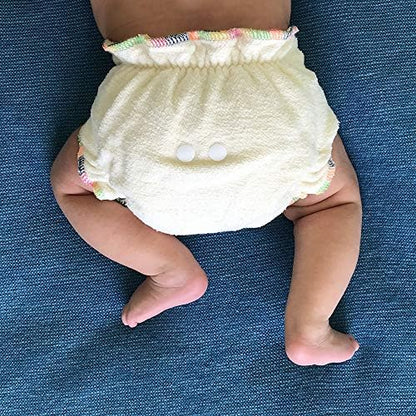 Side view of Ecoable adjustable hemp cloth diaper on a baby