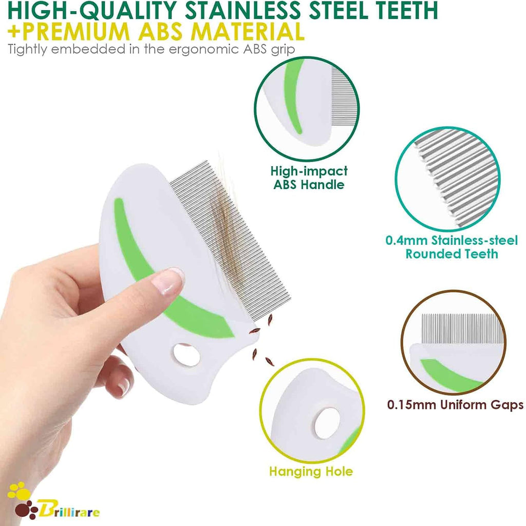 Ergonomic green handle design of the rust resistant cat and dog dematting tool.