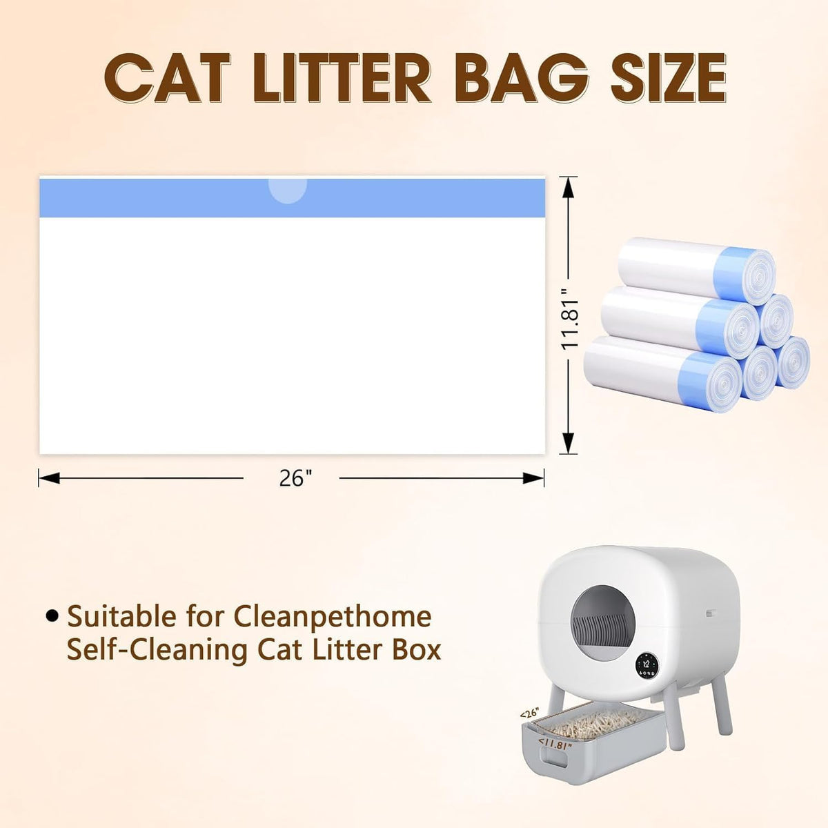 Heavy duty 1 mil thick blue drawstring cat waste bag